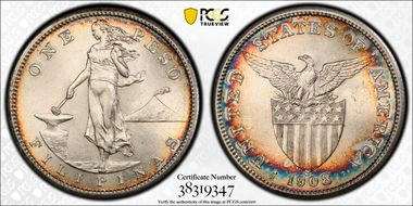 1908-S/S Peso Allen-17.03a MS62