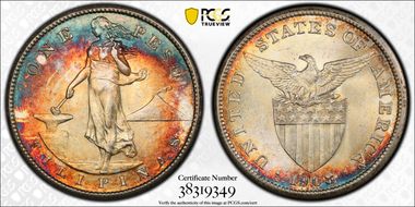 1908-S Peso KM-172  Ag MS62