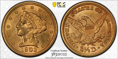 1903 $2.50 AU58+