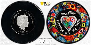 2015 $5 Murrine Millefiori Glass PR67DCAM