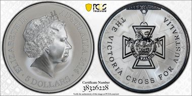 2014 $5 Victoria Cross Frosted Uncirculated MS69
