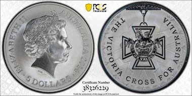 2014 $5 Victoria Cross Frosted Uncirculated MS68
