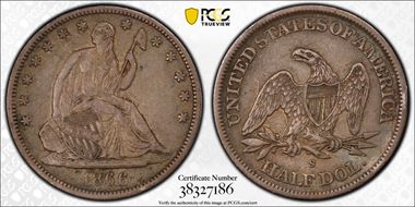 1866-S 50C No Motto XF40