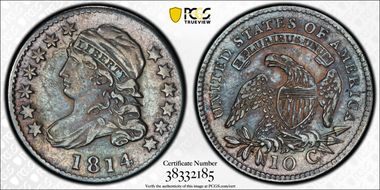 1814 10C JR-3 Large Date AU53