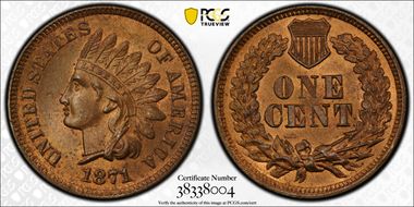 1871 1C Shallow N, FS-901 MS64RB