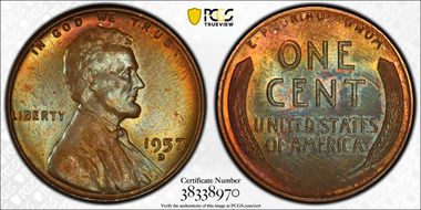 1957-D 1C MS65RB