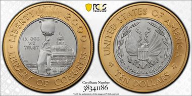 2000-W $10 Library of Congress Bimetallic MS70