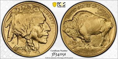 2008-W $50 Burnished American Buffalo .9999 Fine Gold SP69