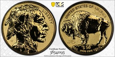 2013-W $50 American Buffalo Rev PR 100th Anniversary .9999 Fine Gold PR69