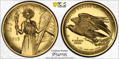 2015-W $100 High Relief  .9999 Fine Gold MS70