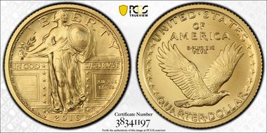 2016-W 25C 100th Anniversary Gold SP70