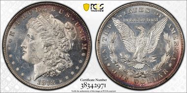 1878 8TF $1 MS62PL