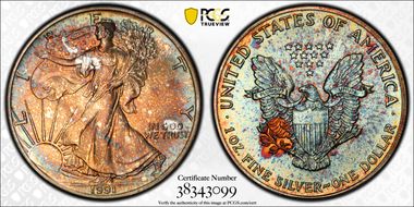 1991 $1 Silver Eagle N1