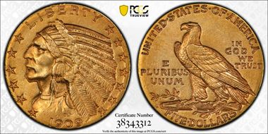 1909-D $5 AU55