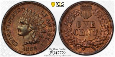 1869 1C MS63BN