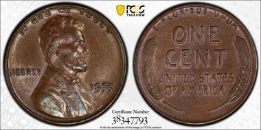 1955 1C Doubled Die Obverse AU55BN