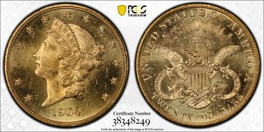 1904 $20 MS64+ PL