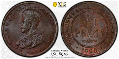 1920 /./  1D Dot above bottom scroll Indian obverse MS65BN