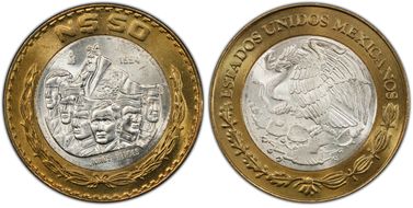 1994-Mo 50 Peso Niños Heroes KM-571 Ag / AlBr MS66