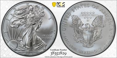 2012 $1 Silver Eagle First Strike MS70