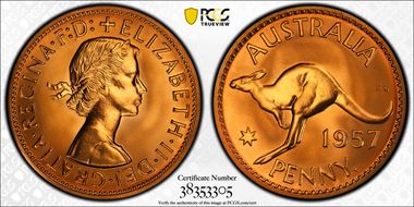 1957 Y. (p) 1D Matte PR67RD