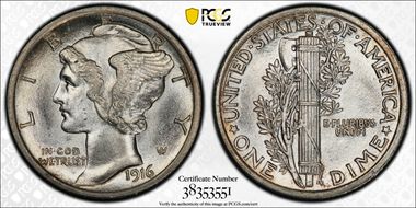 1916 10C Mercury MS64FB
