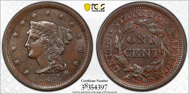 1854 1C Newcomb 24 MS64BN