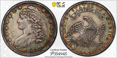 1834 50C Large Date, Small Letters XF45