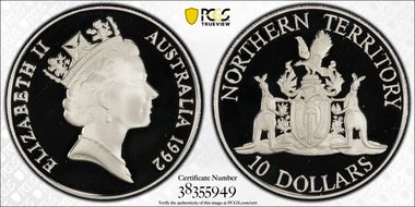 1992 $10 N. Territory PR69DCAM