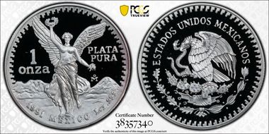1991-Mo Onza Libertad Ag KM-494.3 PR69DCAM