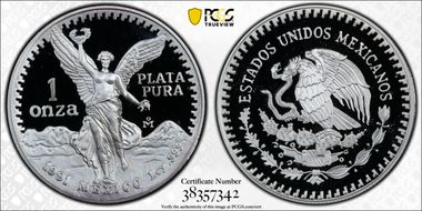 1991-Mo Onza Libertad Ag KM-494.3 PR69DCAM