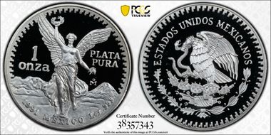 1991-Mo Onza Libertad Ag KM-494.3 PR69DCAM