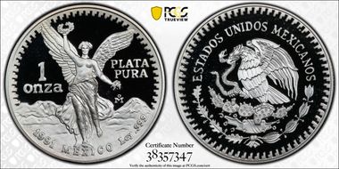 1991-Mo Onza Libertad Ag KM-494.3 PR69DCAM