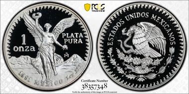 1991-Mo Onza Libertad Ag KM-494.3 PR69DCAM
