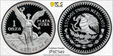 1991-Mo Onza Libertad Ag KM-494.3 PR69DCAM