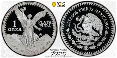 1991-Mo Onza Libertad Ag KM-494.3 PR69DCAM
