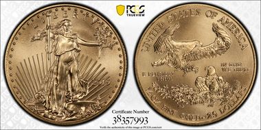 2019 $25 Gold Eagle First Day of Issue MS70