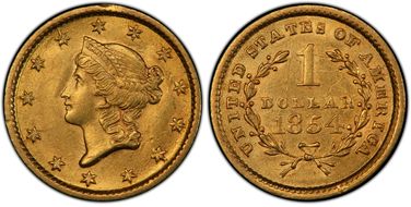 1854 G$1 Type 1 AU58