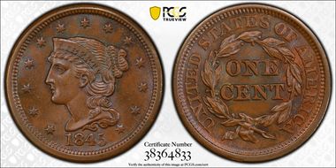 1845 1C N-5 MS65+ BN