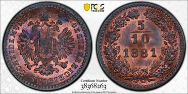 1881 5/10 Kr MS65RB