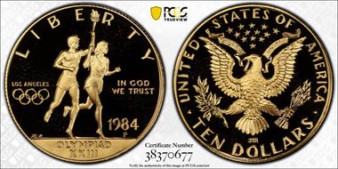1984-P $10 Olympic PR70DCAM