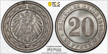 1892-A 20 Pfg J-14 MS64