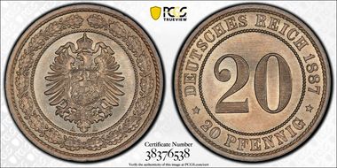 1887-A 20 Pfg J-6 MS67