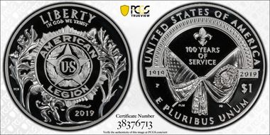 2019-P $1 American Legion 100th Ann PR70DCAM