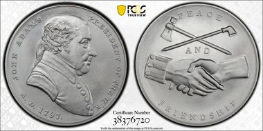(2018) Medal John Adams "1797"  Silver Matte Finish MS69