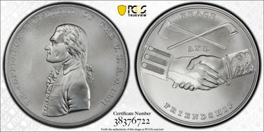 (2019) Medal Thomas Jefferson "1801"  Silver Matte Finish MS70
