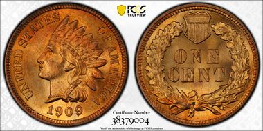 1909 1C Indian MS65RD
