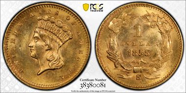 1858-S G$1 MS64