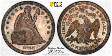 1868 $1 PR65