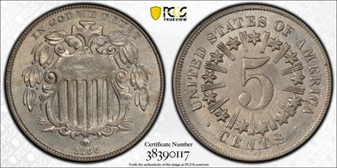 1866 5C Rays MS63